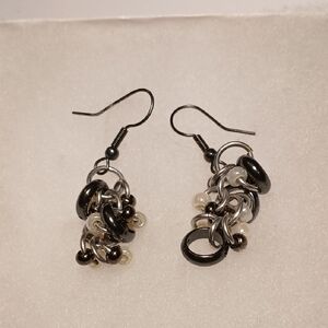 Elegant Black and Silver Dangle Earrings